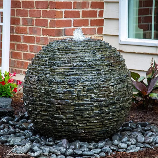 Aquascape Fountain Kit Aquascape Medium Stacked Slate Sphere Landscape Fountain Kit 78290