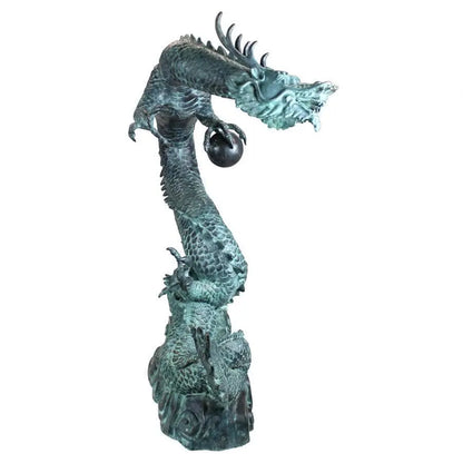 Design Toscano Garden Statues Design Toscano Asian Dragon with Oriental Power Orb Bronze Garden Statue PK2145