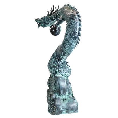 Design Toscano Garden Statues Design Toscano Asian Dragon with Oriental Power Orb Bronze Garden Statue PK2145