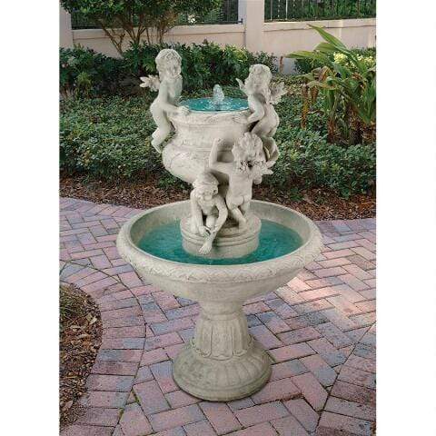 Design Toscano Outdoor Fountains Design Toscano Cherubs at Play Sculptural Garden Outdoor Fountain JY1968