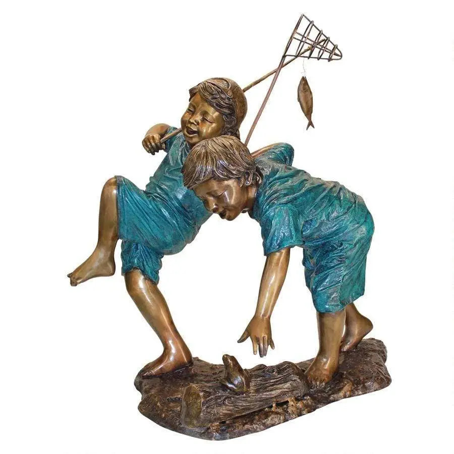 Design Toscano Garden Statues Design Toscano Double Trouble, Fishing Boys Cast Bronze Garden Statue PN7504