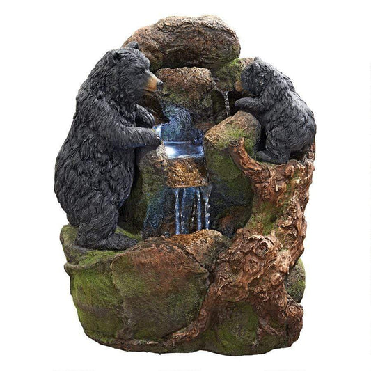 Design Toscano Outdoor Fountains Design Toscano Grizzly Gulch Black Bears Sculptural Animal Outdoor Fountain SH380324