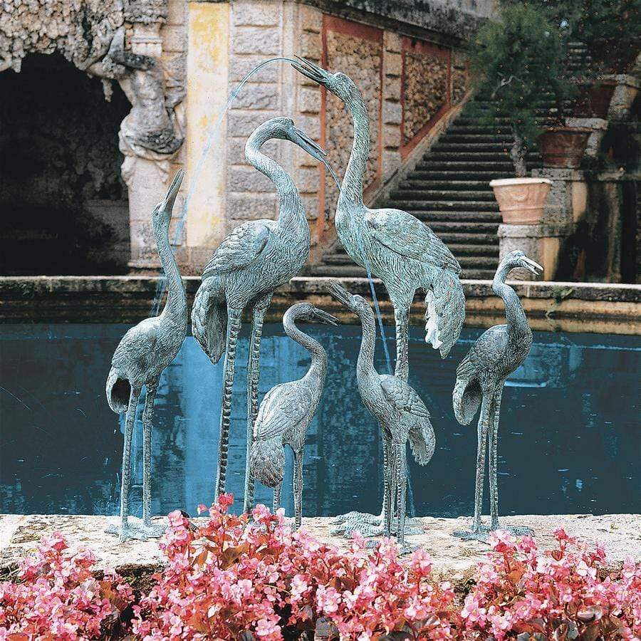 Design Toscano Garden Statues Design Toscano Large Cranes Cast Bronze Garden Statue Set SU2075