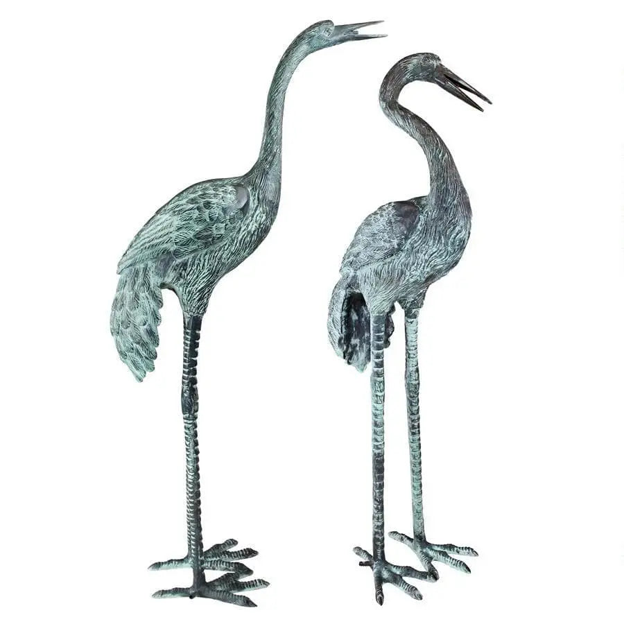 Design Toscano Garden Statues Design Toscano Large Cranes Cast Bronze Garden Statue Set SU2075