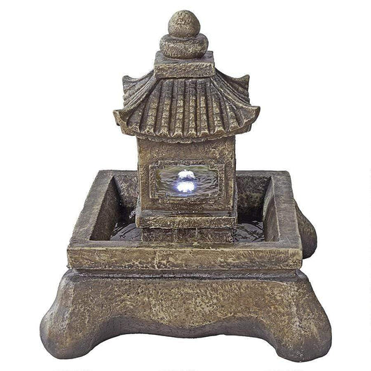 Design Toscano Outdoor Fountains Design Toscano Mokoshi Pagoda Illuminated Garden Indoor/Outdoor Fountain QN150010