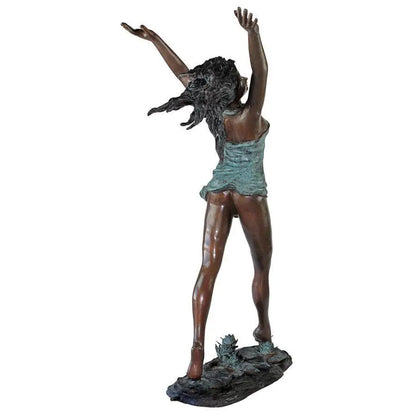 Design Toscano Garden Statues Design Toscano Nymph Dancing on Lilies Cast Bronze Garden Statue KW29420