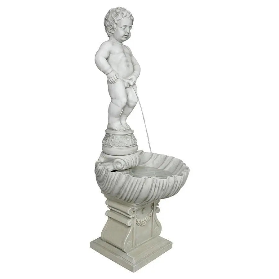 Design Toscano Outdoor Fountains Design Toscano Peeing Boy of Brussels Sculptural Outdoor Fountain with Plinth Base NG33505