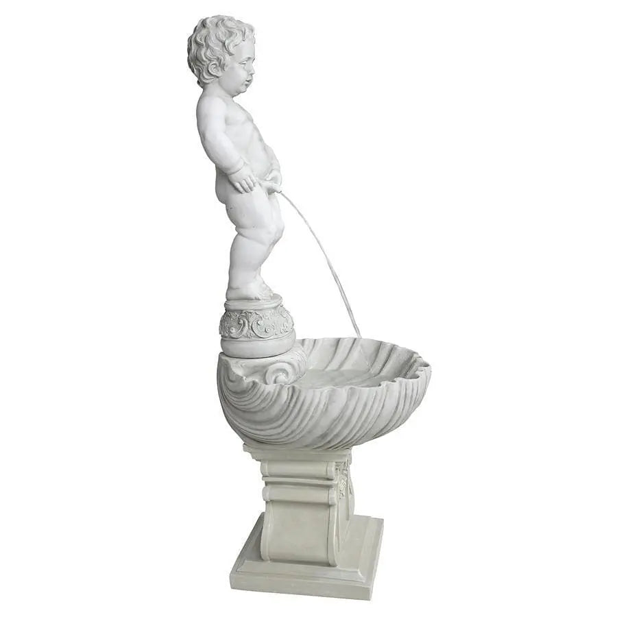 Design Toscano Outdoor Fountains Design Toscano Peeing Boy of Brussels Sculptural Outdoor Fountain with Plinth Base NG33505