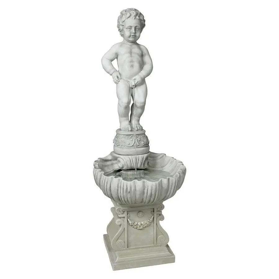 Design Toscano Outdoor Fountains Design Toscano Peeing Boy of Brussels Sculptural Outdoor Fountain with Plinth Base NG33505