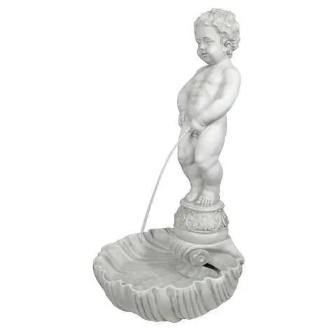 Design Toscano Outdoor Fountains Design Toscano Peeing Boy of Brussels Sculptural Outdoor Fountain with Plinth Base NG33505