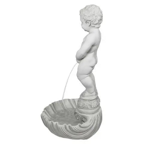 Design Toscano Outdoor Fountains Design Toscano Peeing Boy of Brussels Sculptural Outdoor Fountain with Plinth Base NG33505