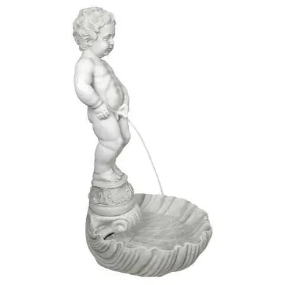 Design Toscano Outdoor Fountains Design Toscano Peeing Boy of Brussels Sculptural Outdoor Fountain with Plinth Base NG33505