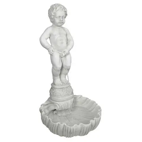 Design Toscano Outdoor Fountains Design Toscano Peeing Boy of Brussels Sculptural Outdoor Fountain with Plinth Base NG33505