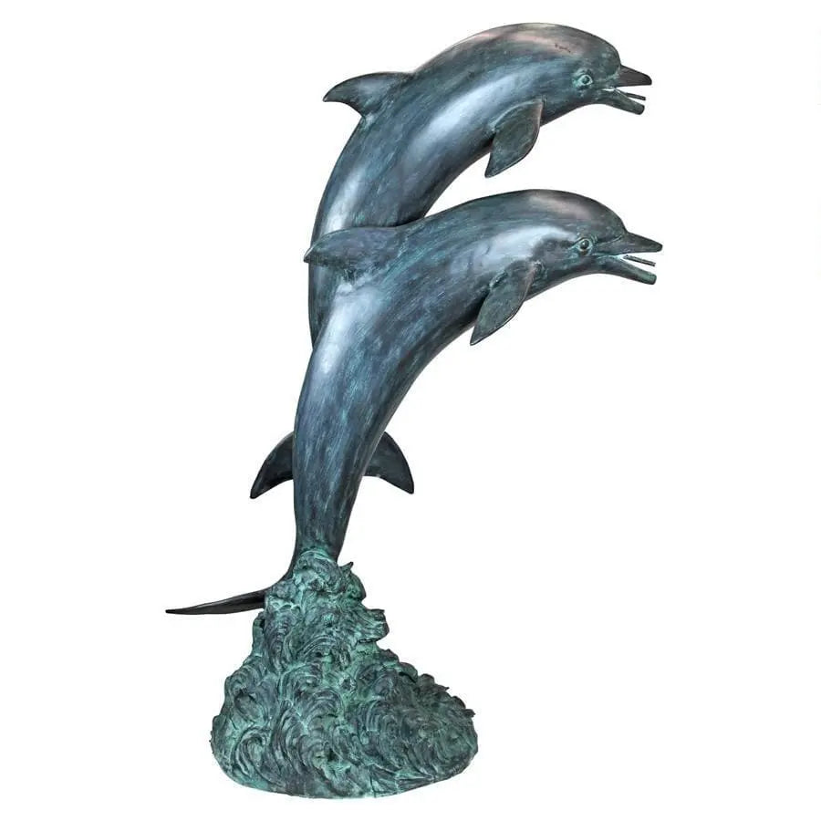 Design Toscano Garden Statues Design Toscano Twin Dolphins in Tandem Bronze Garden Statue PK739