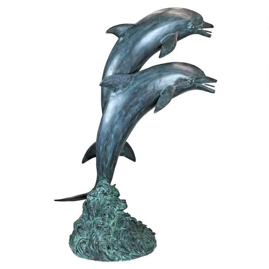 Design Toscano Garden Statues Design Toscano Twin Dolphins in Tandem Bronze Garden Statue PK739