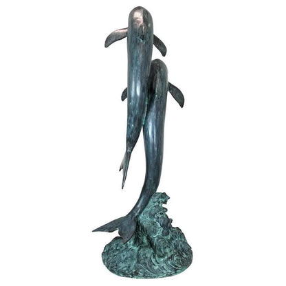 Design Toscano Garden Statues Design Toscano Twin Dolphins in Tandem Bronze Garden Statue PK739