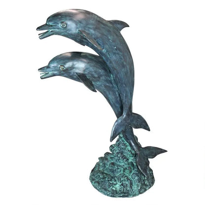 Design Toscano Garden Statues Design Toscano Twin Dolphins in Tandem Bronze Garden Statue PK739