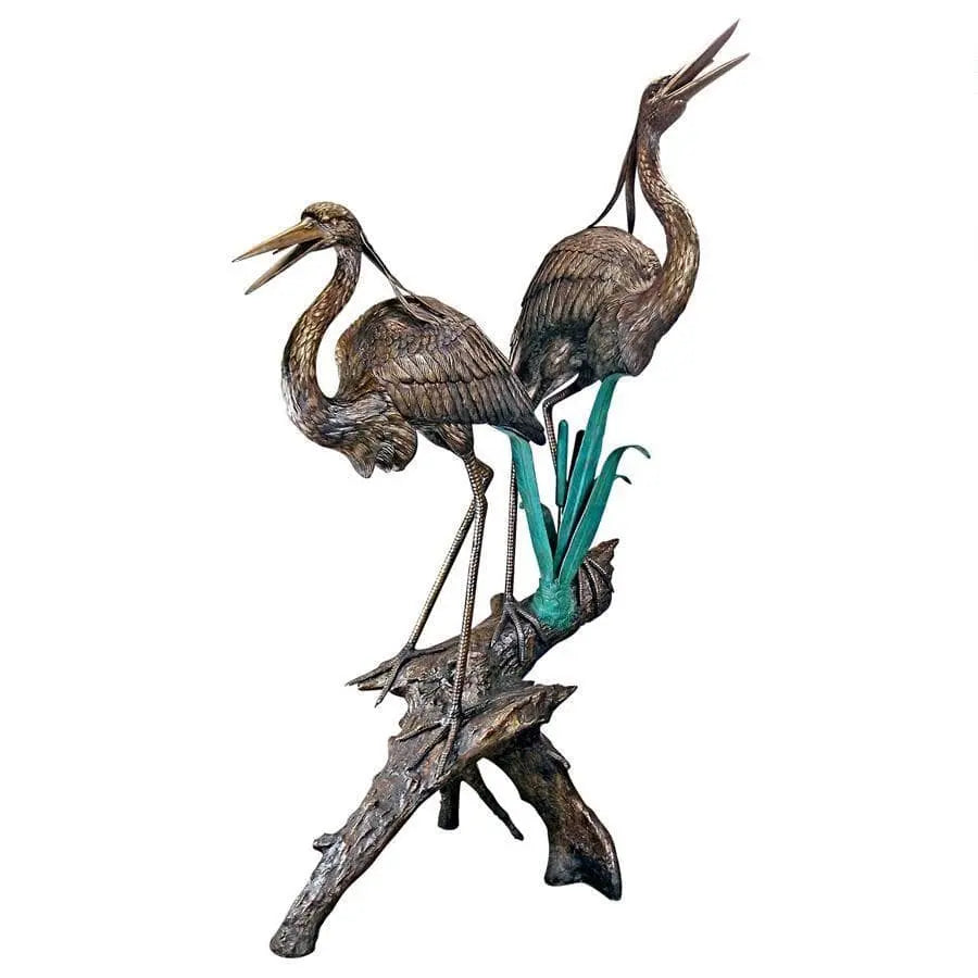 Design Toscano Garden Statues Design Toscano Two Herons on a Log Cast Bronze Garden Statue PN6805