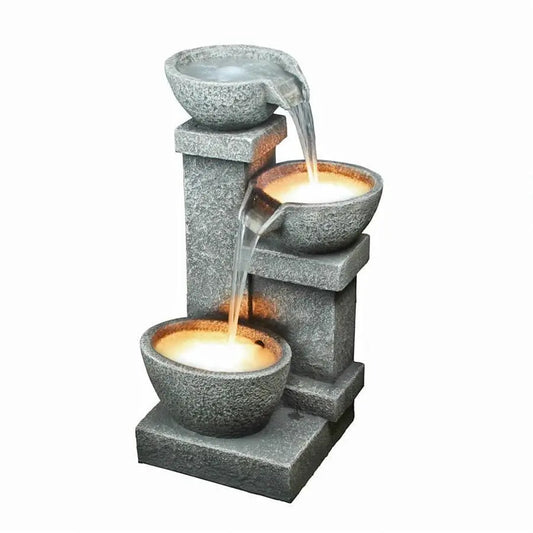 Design Toscano Outdoor Fountains Design Toscano Villa Castle Cascading Three Bowl Garden Outdoor Fountain DW96025