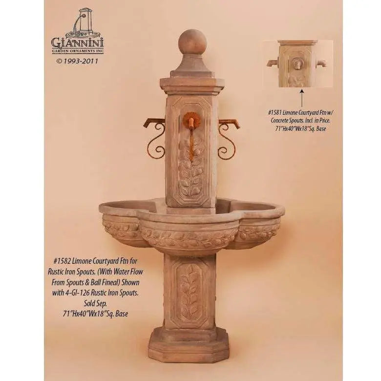 Giannini Garden Outdoor Fountains Giannini Garden Limone Spout Concrete Courtyard Outdoor Fountain 1582