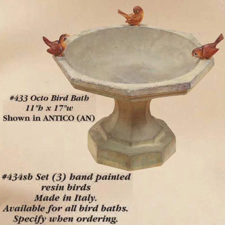 Giannini Garden Outdoor Fountains Giannini Garden Octo Bird Bath Outdoor Cast Stone 433