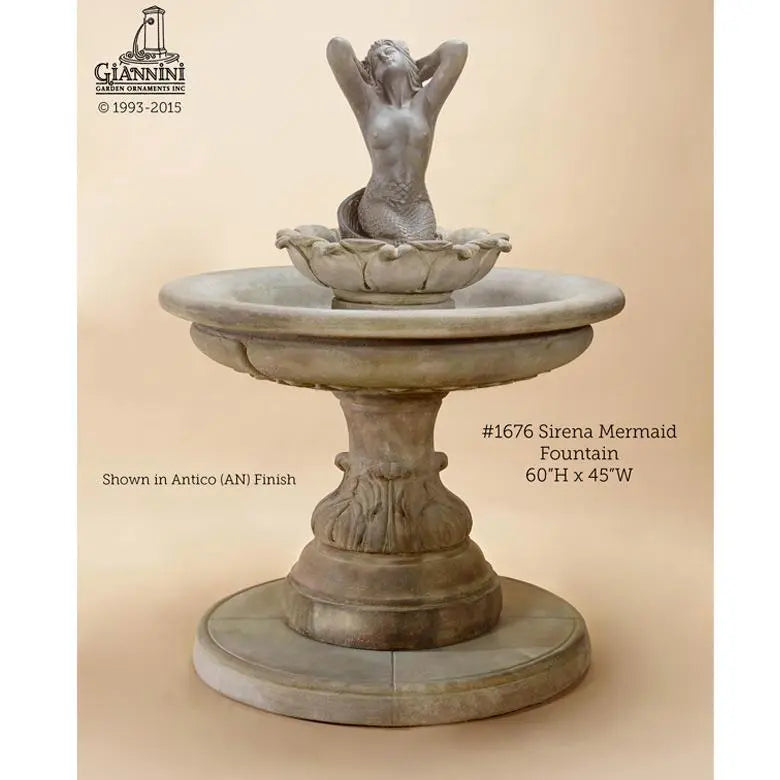 Giannini Garden Outdoor Fountains Giannini Garden Sirena Mermaid Concrete Outdoor Fountain 1676 REPLACEMENT PART