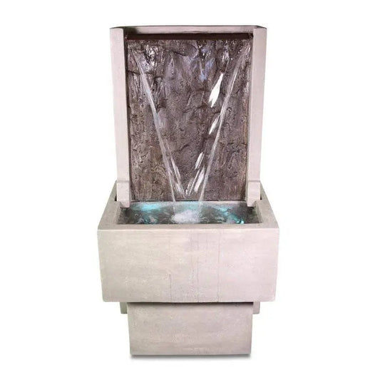 Giannini Garden Outdoor Fountains Slate / Two Tone FL + WL / 51"H x 26"W x 23"D Giannini Garden Slate Two Tone Concrete Spillway Outdoor Fountain 1761