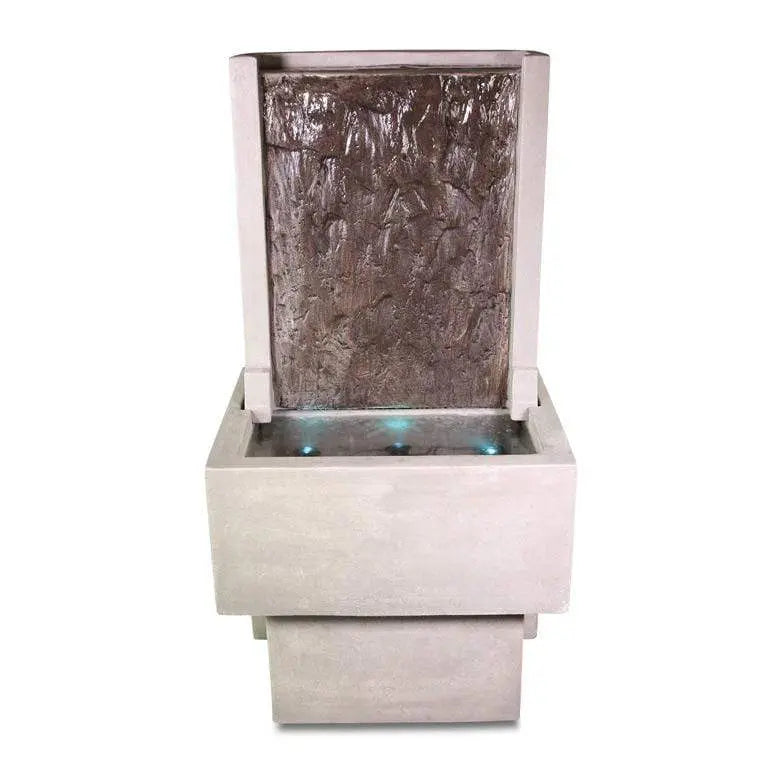 Giannini Garden Outdoor Fountains Slate / Two Tone FL + WL / 51"H x 26"W x 23"D Giannini Garden Slate Two Tone Concrete Waterwall Outdoor Fountain with Tall Base 1760