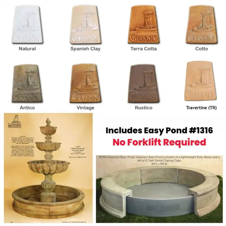 Giannini Garden Outdoor Fountains Giannini Garden Urbino Grande Tall Three Tier Pond Fountain 1287