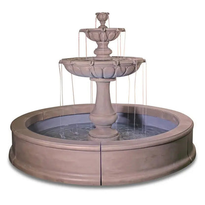 Giannini Garden Outdoor Fountains Vicentina / French Limestone / 80"O.D x 66"D x 14"H Giannini Garden Vicentina French Limestone Concrete Outdoor Fountain for Pond 1733