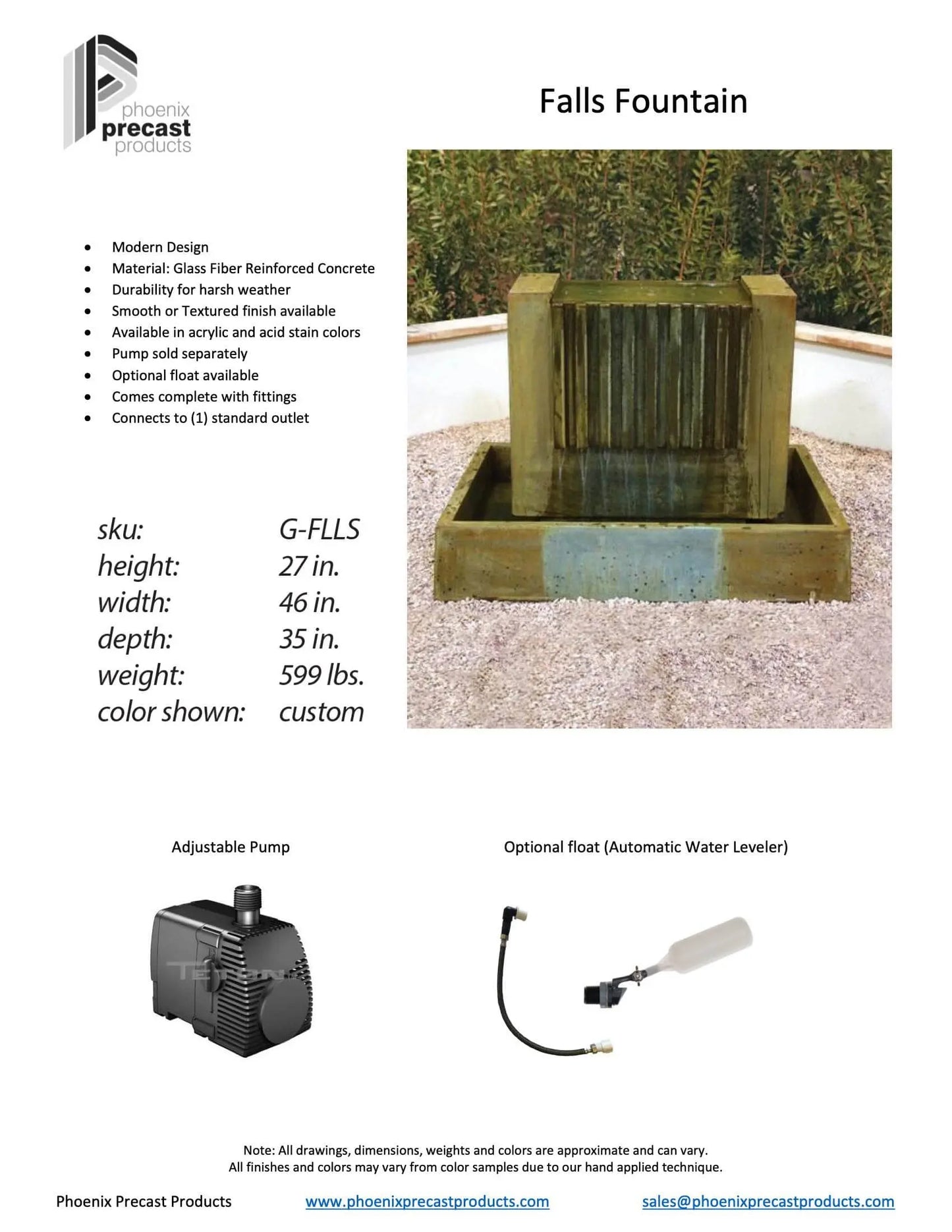 Phoenix Precast Outdoor Fountains Phoenix Precast Falls 46" Wide Concrete Outdoor Fountain G-FLLS