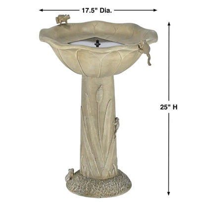 Smart Solar Outdoor Fountains Acadia Frog Solar Birdbath / 17.5" W x 25" H Smart Solar Acadia Frog Solar Birdbath 20633R01