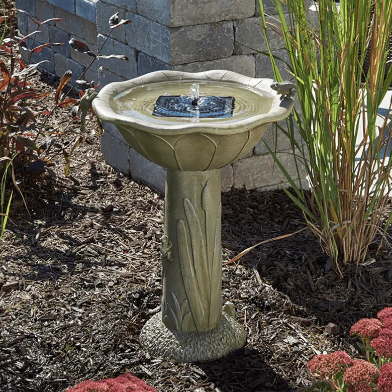 Smart Solar Outdoor Fountains Acadia Frog Solar Birdbath / 17.5" W x 25" H Smart Solar Acadia Frog Solar Birdbath 20633R01