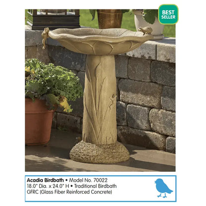 Smart Solar Outdoor Fountains Acadia Traditional Birdbath / 18.5" Diameter x 23" High Smart Solar Acadia Traditional Birdbath 70022