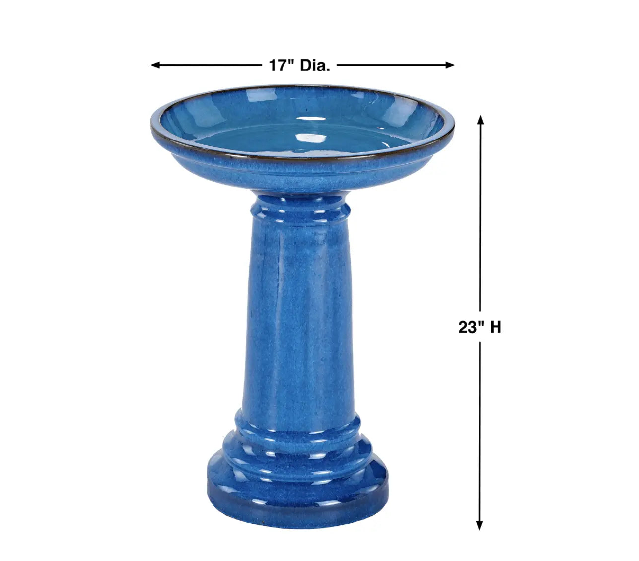 Smart Solar Outdoor Fountains Aviatra / Blue / 17" Diameter x 23" High Smart Solar Aviatra Ceramic Traditional Birdbath 207104-BT