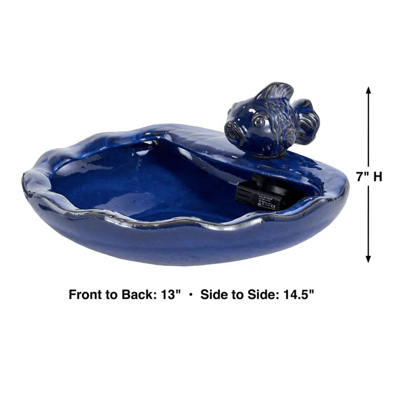 Smart Solar Outdoor Fountains Ceramic Koi Solar Fountain Small / 14.5" L x 13.4" W x 6.7" H Smart Solar Ceramic Koi Solar Fountain Small  21372R01 (Blue)