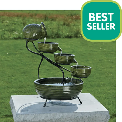 Smart Solar Outdoor Fountains Ceramic Solar Cascade / 20.0" L x 17.0" W x 22.0" H Smart Solar Ceramic Solar Cascade 23931R01 (Green Bamboo)