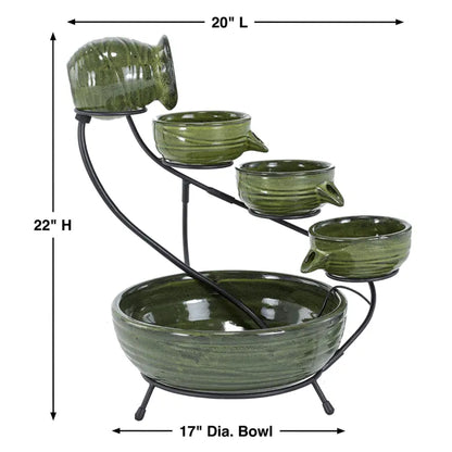 Smart Solar Outdoor Fountains Ceramic Solar Cascade / 20.0" L x 17.0" W x 22.0" H Smart Solar Ceramic Solar Cascade 23931R01 (Green Bamboo)