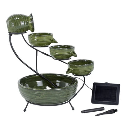 Smart Solar Outdoor Fountains Ceramic Solar Cascade / 20.0" L x 17.0" W x 22.0" H Smart Solar Ceramic Solar Cascade 23931R01 (Green Bamboo)