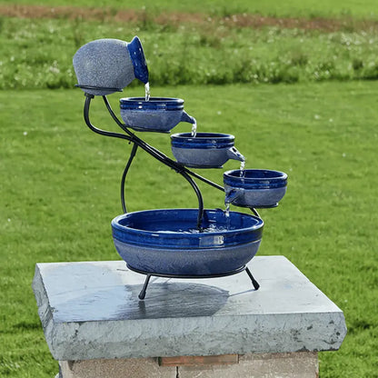 Smart Solar Outdoor Fountains Ceramic Solar Cascade / 20.0" L x 17.0" W x 22.0" H Smart Solar Ceramic Solar Cascade 23967R01 (Blueberry with Rustic Blue)