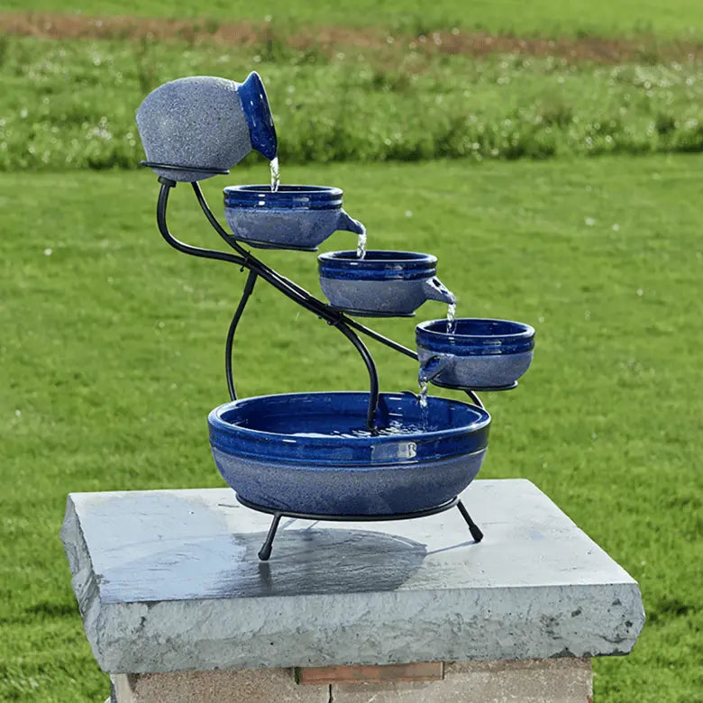 Smart Solar Outdoor Fountains Ceramic Solar Cascade / 20.0" L x 17.0" W x 22.0" H Smart Solar Ceramic Solar Cascade 23967R01 (Blueberry with Rustic Blue)