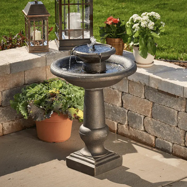 Smart Solar Outdoor Fountains Chatsworth / 21" Diameter x 30" High / Bronze Smart Solar Chatsworth 2-Tier Solar Outdoor Fountain 24260RM1 (Bronze)