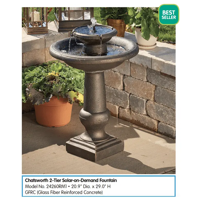 Smart Solar Outdoor Fountains Chatsworth / 21" Diameter x 30" High / Bronze Smart Solar Chatsworth 2-Tier Solar Outdoor Fountain 24260RM1 (Bronze)