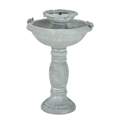 Smart Solar Outdoor Fountains Weathered Stone / Country Gardens / 21" Diameter x 32" High Smart Solar Country Gardens 2 2-Tier Solar Outdoor Fountain 34222RM1 (Weathered Stone)