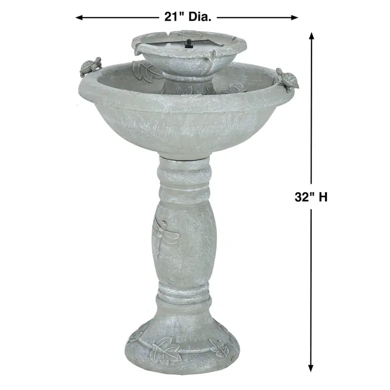 Smart Solar Outdoor Fountains Weathered Stone / Country Gardens / 21" Diameter x 32" High Smart Solar Country Gardens 2 2-Tier Solar Outdoor Fountain 34222RM1 (Weathered Stone)