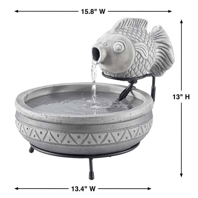 Smart Solar Outdoor Fountains Marin Solar Fish Fountain / 15.75" L x 13.39" W x 12.99" H Smart Solar Marin Solar Fish Fountain 23471M01 (Light Cement)