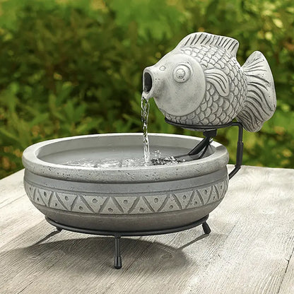 Smart Solar Outdoor Fountains Marin Solar Fish Fountain / 15.75" L x 13.39" W x 12.99" H Smart Solar Marin Solar Fish Fountain 23471M01 (Light Cement)