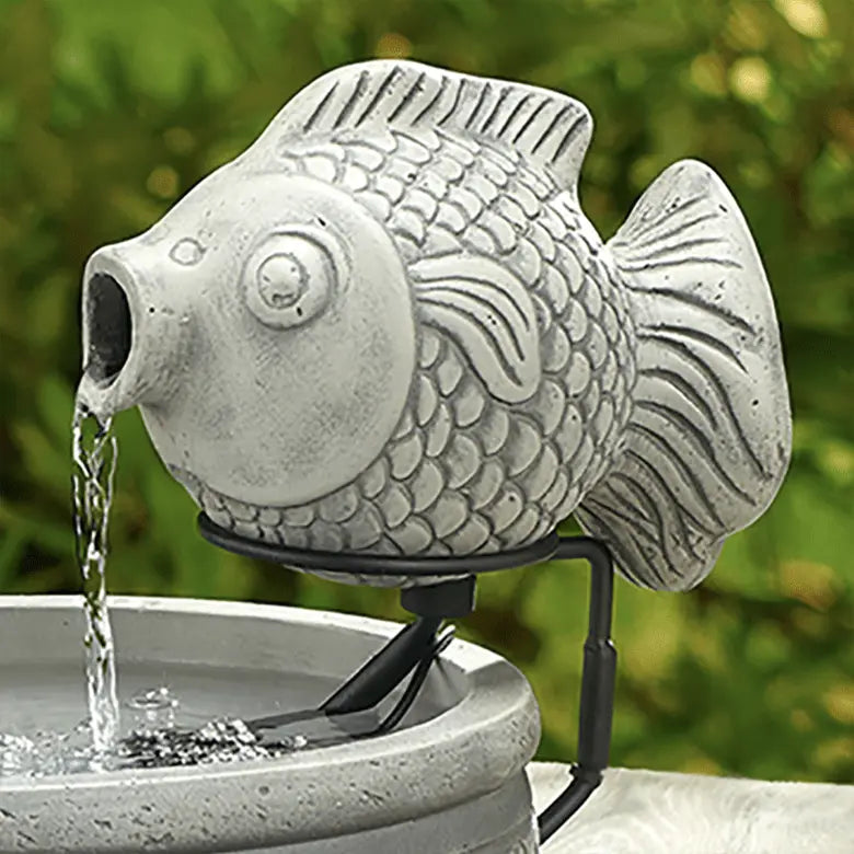 Smart Solar Outdoor Fountains Marin Solar Fish Fountain / 15.75" L x 13.39" W x 12.99" H Smart Solar Marin Solar Fish Fountain 23471M01 (Light Cement)