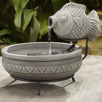 Smart Solar Outdoor Fountains Marin Solar Fish Fountain / 15.75" L x 13.39" W x 12.99" H Smart Solar Marin Solar Fish Fountain 23471M01 (Light Cement)