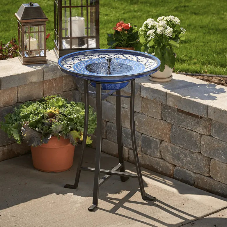 Smart Solar Outdoor Fountains Mosaic Solar / Glazed Ceramic / 20.75" Diameter x 28.75" Smart Solar Mosaic Solar Glazed Ceramic Solar Outdoor Fountain 20747R01